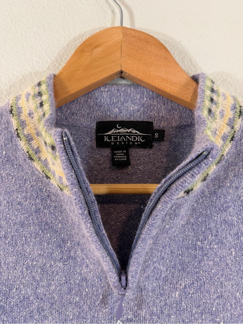 Icelandic Design Quarter Zip Sweater Size S Atlandia 2005 Purple Silk Angora - Picture 2 of 10